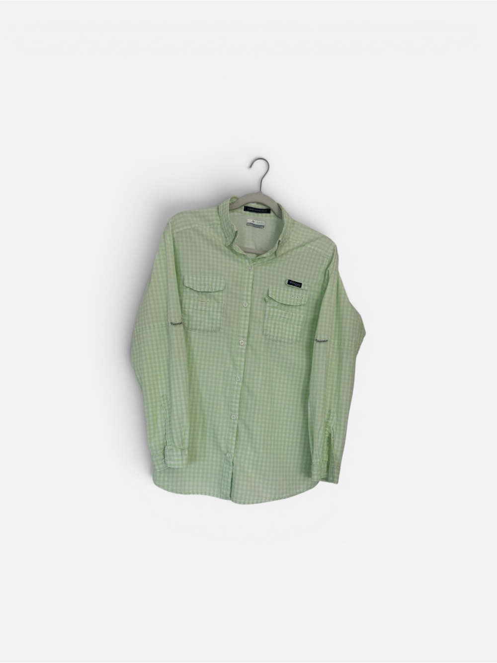 Columbia Women’s Light Green Gingham Button-Down Shirt